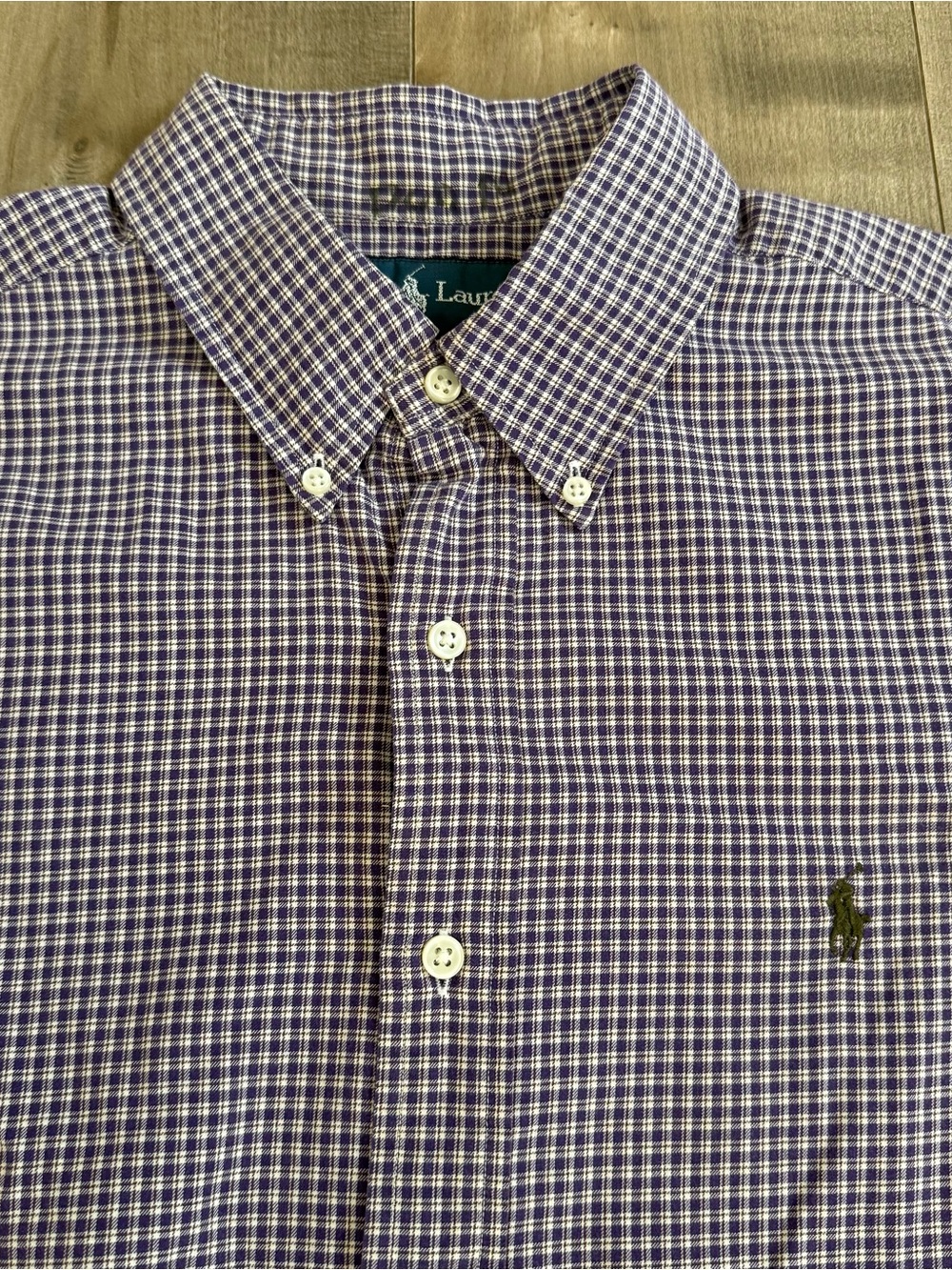 Ralph Lauren Classic Fit Button Up Shirt Large Purple Check Gingham Green‎ Pony